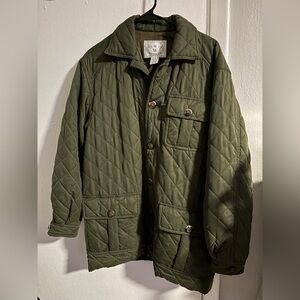 Vintage Wathne Green Quilted Jacket Button Front Coat Women’s Size S